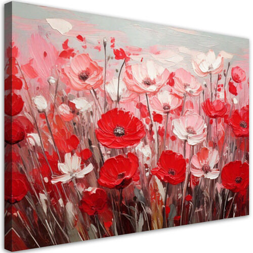 Bild für das Wohnzimmer oder Schlafzimmer wie gemalt, Moderne rote Feldblumen