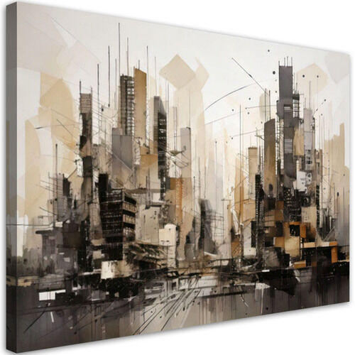 Bild für Ihr Wohnzimmer modern wie gemalt, Stadt Abstraktion beige