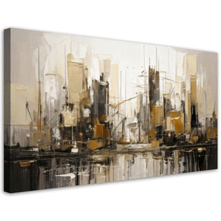 Bild für das Schlafzimmer, Stadt Abstraktion Gold Beige
