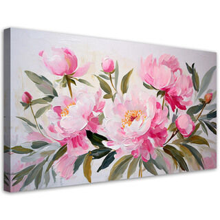 Bild auf Leinwand, Pfingstrosen Blumen Strauß Rosa