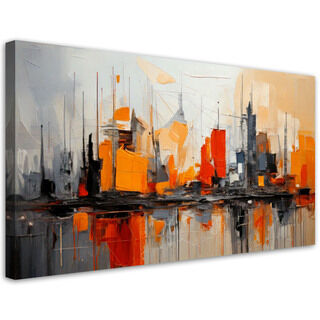 Wandbild für das Wohnzimmer, Stadt Abstraktion Orange