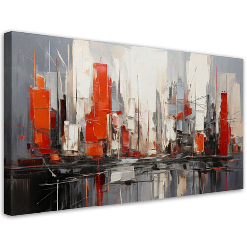 Wandbild für das Wohnzimmer, Stadt Abstraktion Modern Rot