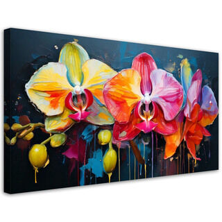 Bild auf Leinwand, Bunte Orchideen Blumen