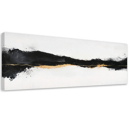 Leinwandbild modern, Abstrakt Minimalismus Gold Schwarz