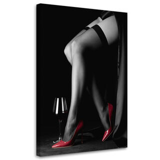 Leinwandbilder für das Schlafzimmer, Beine einer Frau in roten High Heels