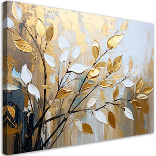 Wandbild für das Wohnzimmer, Glamour Goldene Blätter Zweige