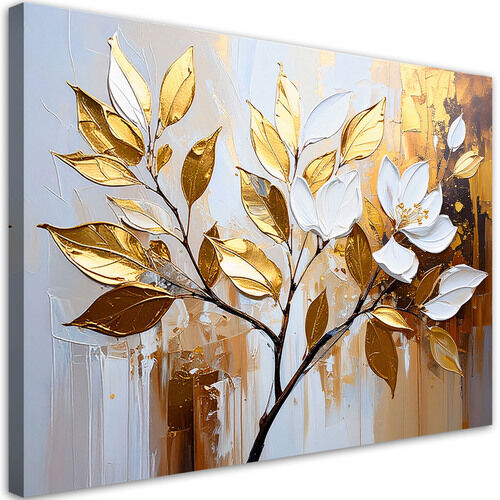 Modernes Bild für das Wohnzimmer oder Schlafzimmer, Goldene Blätter Zweige Glamour