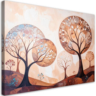 Wandbild für das Wohnzimmer, Bäume Abstraktion Landschaft Beige