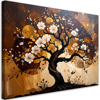Wandbild für das Wohnzimmer, Baum des Lebens Abstraktion Landschaft Braun