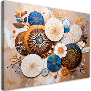 Wandbild für das Wohnzimmer, Abstraktion Kreise im Boho-Stil Beige