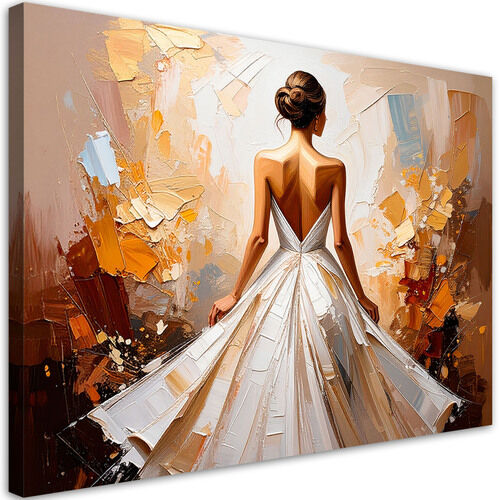 Modernes Bild für das Wohnzimmer oder Schlafzimmer, Frau in elegantem weißem Kleid
