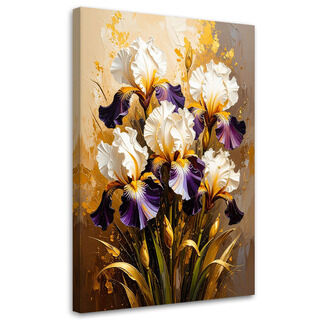 Bild für das Schlafzimmer Wohnzimmer, Iris Blumen auf beigem Hintergrund