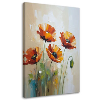 Leinwandbild Wohnzimmer modern, Rote Mohnblumen Blumen