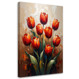 Bild für das Wohnzimmer, Rote Tulpen Blumen auf beigem Hintergrund