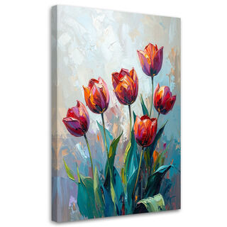 Leinwandbild modern, Rote Tulpen Blumen wie gemalt