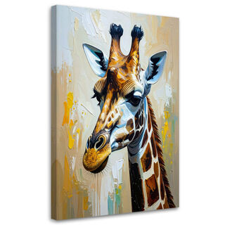 Wandbild für das Wohnzimmer, Giraffe in Ölgemälde-Imitation