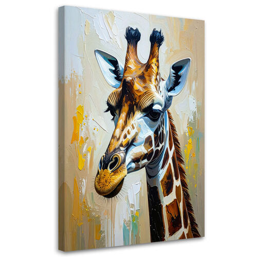 Wandbild für das Wohnzimmer, Giraffe in Ölgemälde-Imitation