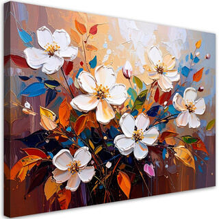 Leinwandbild Wohnzimmer modern, Weiße Feldblumen wie gemalt