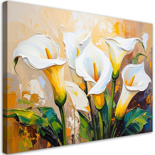 Bild für das moderne Schlafzimmer, Weiße Callas Blumen wie gemalt
