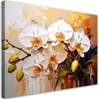 Wandbild für das Wohnzimmer, Orchideen Weiße Blumen Abstraktion