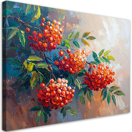 Wandbild für das Wohnzimmer und die Küche, Eberesche Pflanzen Natur wie gemalt