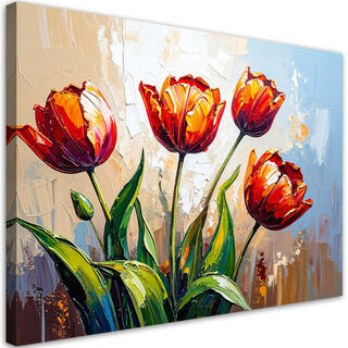 Deko Bilder, Rote Blumen Tulpen auf beigem Hintergrund Farbeffekt