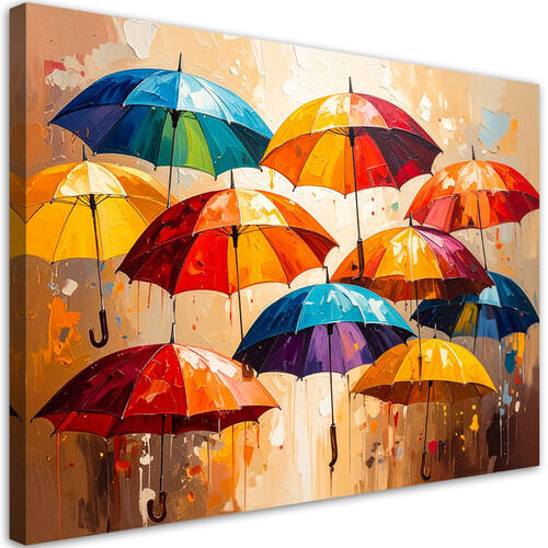 Bild für das Wohnzimmer, Bunte Regenschirme Abstraktion