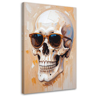 Wandbild für das Büro, Totenkopf mit Brille Farbeffekt