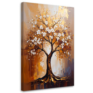 Bild für das Wohnzimmer, Goldener Baum des Lebens Blumen Abstraktion