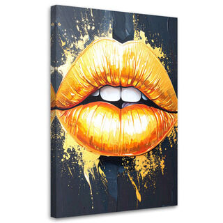 Bild für das Wohnzimmer Schlafzimmer Loft, Goldene Lippen Glamouröse Frau