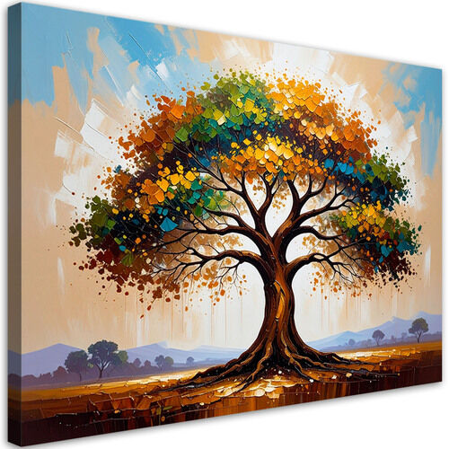 Bild für das Schlafzimmer Wohnzimmer, Bunter Baum des Lebens, gemaltes Landschaftsbild