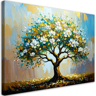 Wandbild für das Wohnzimmer, Baum des Lebens, grün und goldfarben