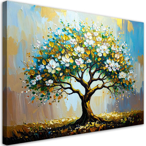 Wandbild für das Wohnzimmer, Baum des Lebens, grün und goldfarben
