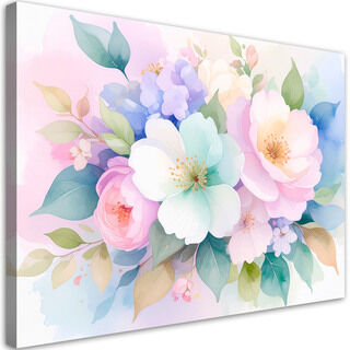 Bild für das Schlafzimmer Wohnzimmer, Zarte bunte Blumen Aquarell