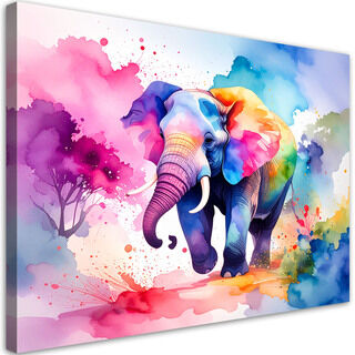 Wandbild für das Kinderzimmer, Bunter Elefant Safari Aquarell