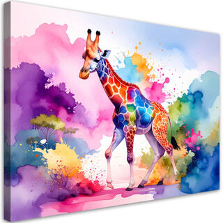 Wandbild für das Kinderzimmer, Bunte Giraffe Afrika Aquarell