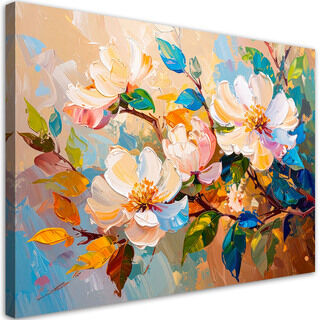 Modernes Bild für das Wohnzimmer oder Schlafzimmer, Bunte Blumen Blätter Natur