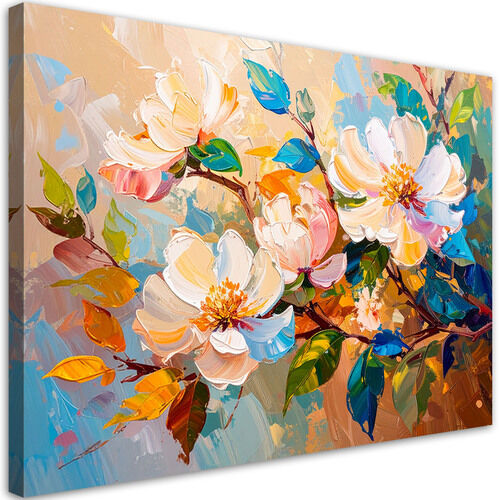 Modernes Bild für das Wohnzimmer oder Schlafzimmer, Bunte Blumen Blätter Natur