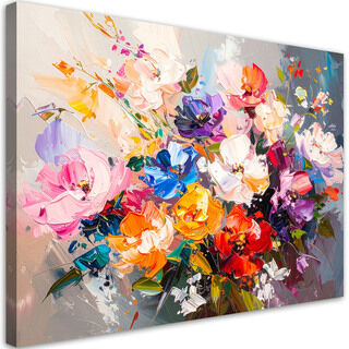Leinwandbild Wohnzimmer modern, Bunter Blumenstrauß Farbe