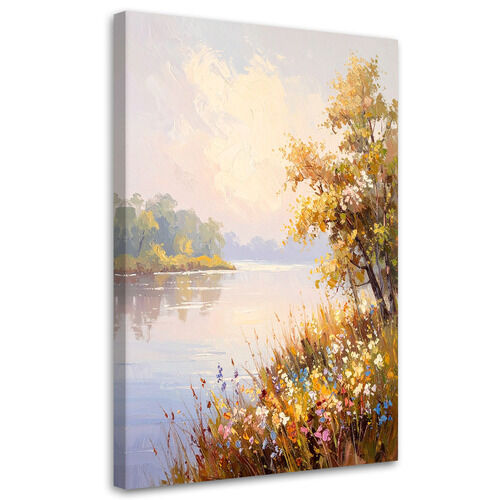 Bild für das Schlafzimmer Wohnzimmer, Landschaft Fluss Bäume Natur