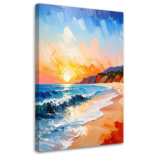 Bild für das Wohnzimmer Büro, Landschaft Meer Strand Sonnenuntergang