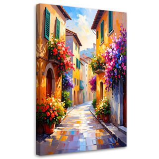 Wandbild für das Wohnzimmer Essbereich, Bunte schöne italienische Gassen