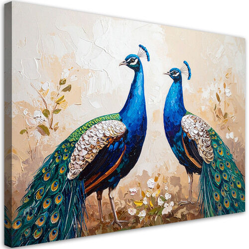 Wandbild für das Wohnzimmer, Bunte Pfauen Vögel Natur
