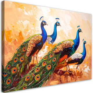 Wandbild für das Wohnzimmer, Bunte Pfauen Vögel Farbeffekt