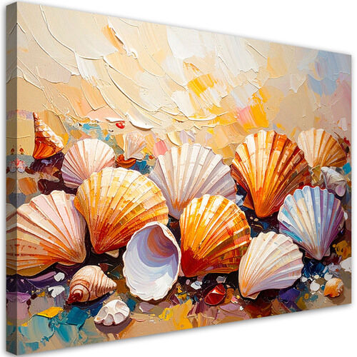 Bild für das Wohnzimmer Badezimmer, Bunte Muscheln Strand imitierte Farbe