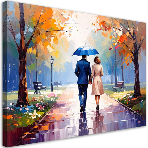 Wandbild für das Wohnzimmer, Paar spaziert im Park