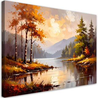 Modernes Bild für das Wohnzimmer oder Schlafzimmer, Fluss Bäume Berglandschaft