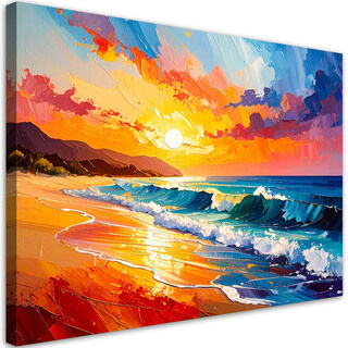 Wandbild für das Wohnzimmer, Strand Meer Landschaft wie gemalt