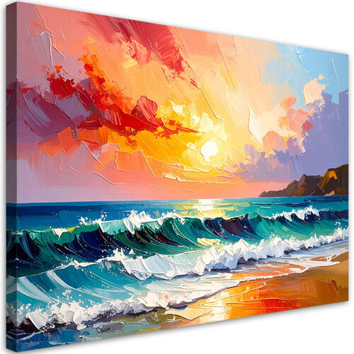 Bild für das Schlafzimmer Wohnzimmer, Strand Meer Wellen Landschaft wie gemalt