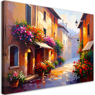 Modernes Bild für das Wohnzimmer oder Schlafzimmer, Italienische Gassen Blumen Häuser